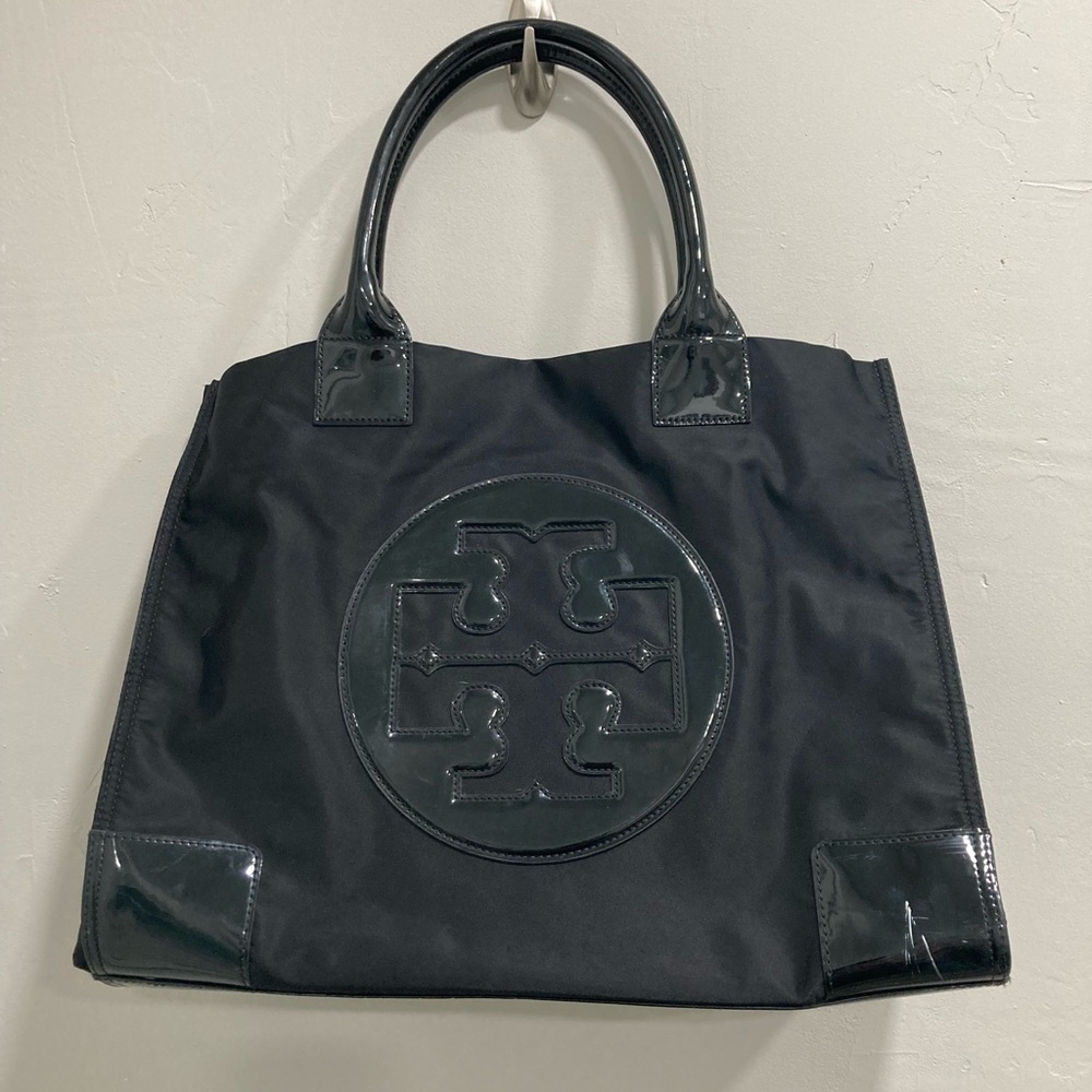 Tory Burch Black Glossy Tote Bag